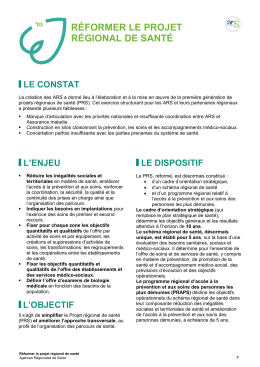 R&Eacute;FORMER LE PROJET R&Eacute;GIONAL DE SANT&Eacute;