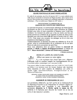 INVITATION &Agrave; L`OFFICE DE LA SEMAINE DE L`UNIT&Eacute; DES