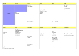Janvier Février Mars Avril Mai Juin complet le 15 YONNE du 1 au 9