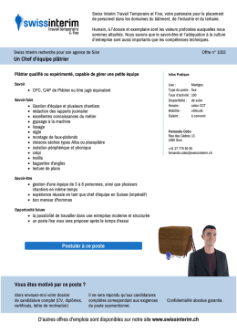 Un Chef d`équipe plâtrier - PDF de l`Annonce du