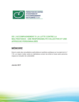 M&eacute;moire FCAAP Projet de loi 115 - CAAP Mauricie et Centre
