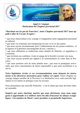 Un seul esprit et un seul coeur Appel à s`engager Déclaration du