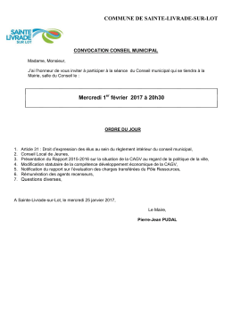 Voir l`ordre du jour - Ville de Sainte-Livrade-sur-Lot