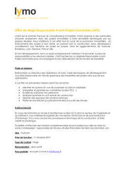 LYMO, Toulouse, stage master responsable APS. Offre du 23 janvier