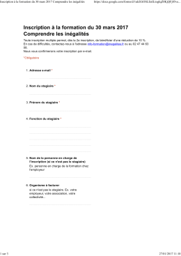 Inscription &agrave; la formation du 30 mars 2017 Comprendre les in&eacute;galit&eacute;s