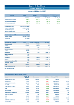 Résumé Séance n°17 mercredi 25 janvier 2017 Bourse de