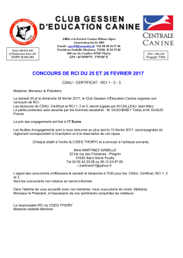 Invitation et feuille d`engagement