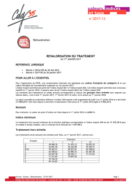 Revalorisation des traitements au 1er janvier 2017