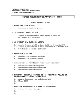 Projet d`ordre du jour - Commission scolaire de Portneuf