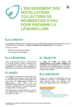 l`encadrement des installations collectives de brumisation d`eau