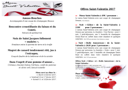 Menu Saint Valentin 2017 Offres Saint
