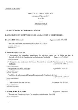 Commune de MIRIBEL REUNION du CONSEIL MUNICIPAL en date