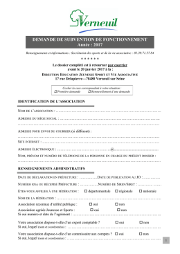 DEMANDE DE SUBVENTION DE FONCTIONNEMENT Ann&eacute;e : 2017