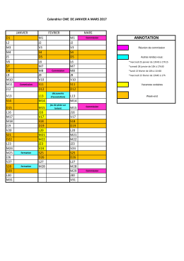 Calendrier du trimestre en cours
