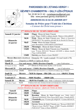 GILLY-L&Egrave;S-C&Icirc;TEAUX Semaine de Pri&egrave;re pour l`Unit&eacute; des Chr&eacute;tiens