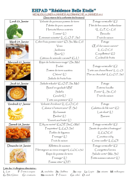 Menu du 23 au 29 janvier 2017