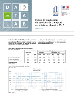 de production de services de transport au troisième trimestre 2016