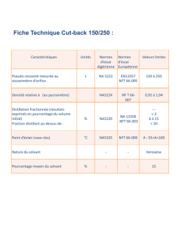 Fiche Technique Cut-back 150/250