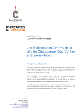 Dernier communiqué : Prix de la Ville de Châteauroux