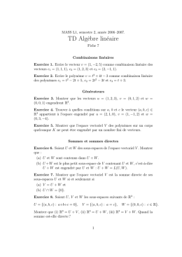 TD Alg&egrave;bre lin&eacute;aire