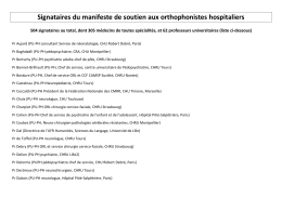 Signataires du manifeste de soutien aux orthophonistes hospitaliers