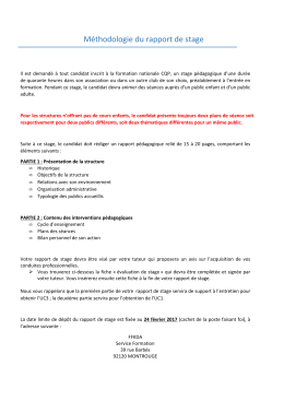Méthodologie du rapport de stage CQP MAM