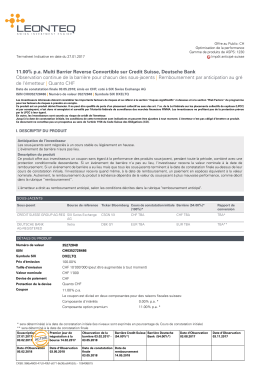 11.00% pa Multi Barrier Reverse Convertible sur Credit