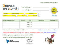 Formulaire d`inscription Nom de l`&eacute;quipe