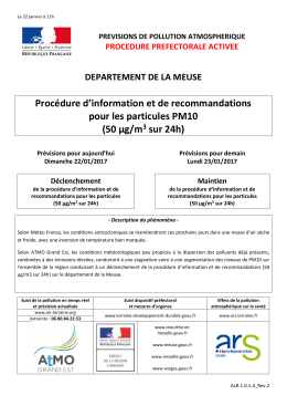 Procédure d`information et de recommandations pour les particules