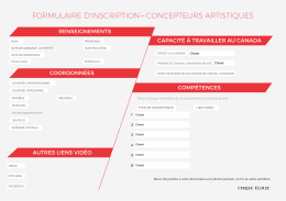 FORMULAIRE D`INSCRIPTION CONCEPTEURS ARTISTIQUES