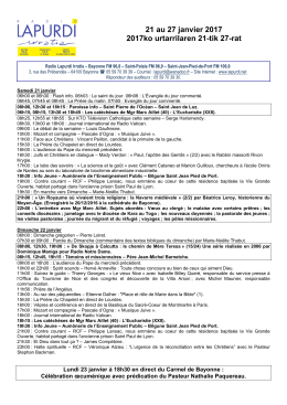 egitaraua hemen. Programme du 21 au 27 janvier