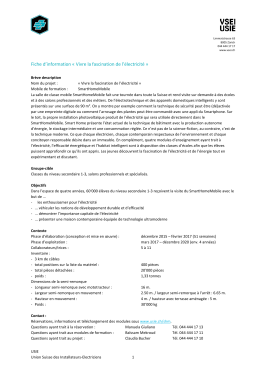 Fiche d`information &laquo; Vivre la fascination de l`&eacute;lectricit&eacute;