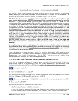 cr&eacute;dit d`imp&ocirc;t pour l`achat d`une &laquo; premi&egrave;re habitation &raquo; (ciaph