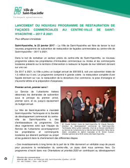 Communiqu&eacute; de la Ville de Saint