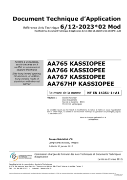 Document Technique d`Application AA765 KASSIOPEE
