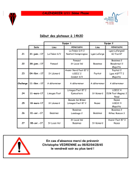 Calendrier "U11