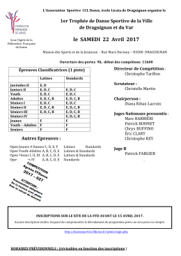 le SAMEDI 22 Avril 2017 - Fédération Française de Danse