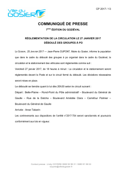 COMMUNIQU&Eacute; DE PRESSE