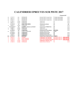 calendrier epreuves sur piste 2017
