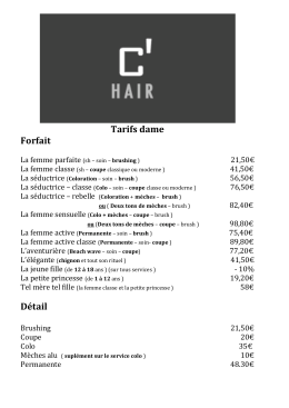 Tarifs Dames - Challeng`Hair Coiffure