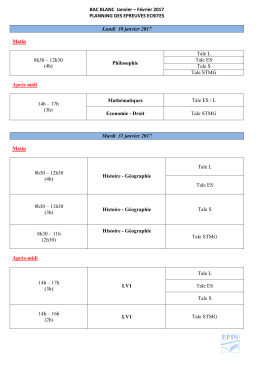 T&eacute;l&eacute;chargez le programme du bac blanc Tale
