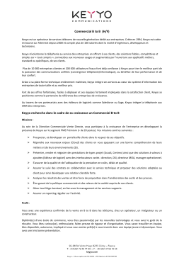Commercial B to B (H/F) Keyyo recherche dans le cadre de sa