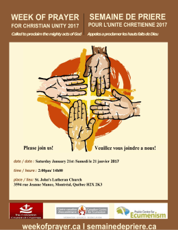 WEEK OF PRAYER SEMAINE DE PRIERE weekofprayer.ca I