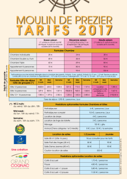 tarifs 2017 - Le Moulin de Pr&eacute;zier