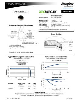 energizer 317 product datasheet - Energizer Technical Information