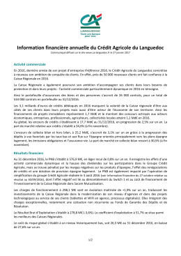 Information financière annuelle du Crédit Agricole du Languedoc