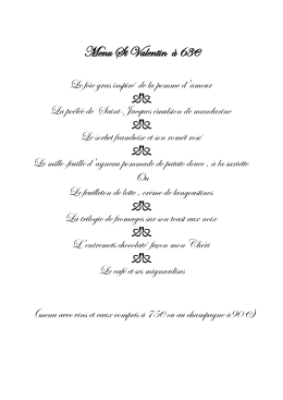 Menu de Saint Valentin
