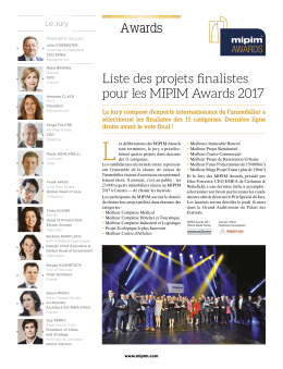 Awards Liste des projets finalistes pour les MIPIM