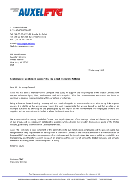 Statement of continued support 2016