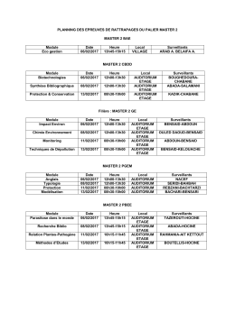 PLANNING DES EPREUVES DE RATTRAPAGES DU PALIER